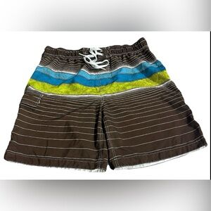 Mossimo Supply Co. Mens Striped Swim Shorts With Pockets Size XL